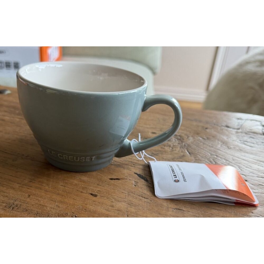 Le Creuset Stoneware Giant Cappuccino Bistro Mug 14 oz Sea Salt NEW